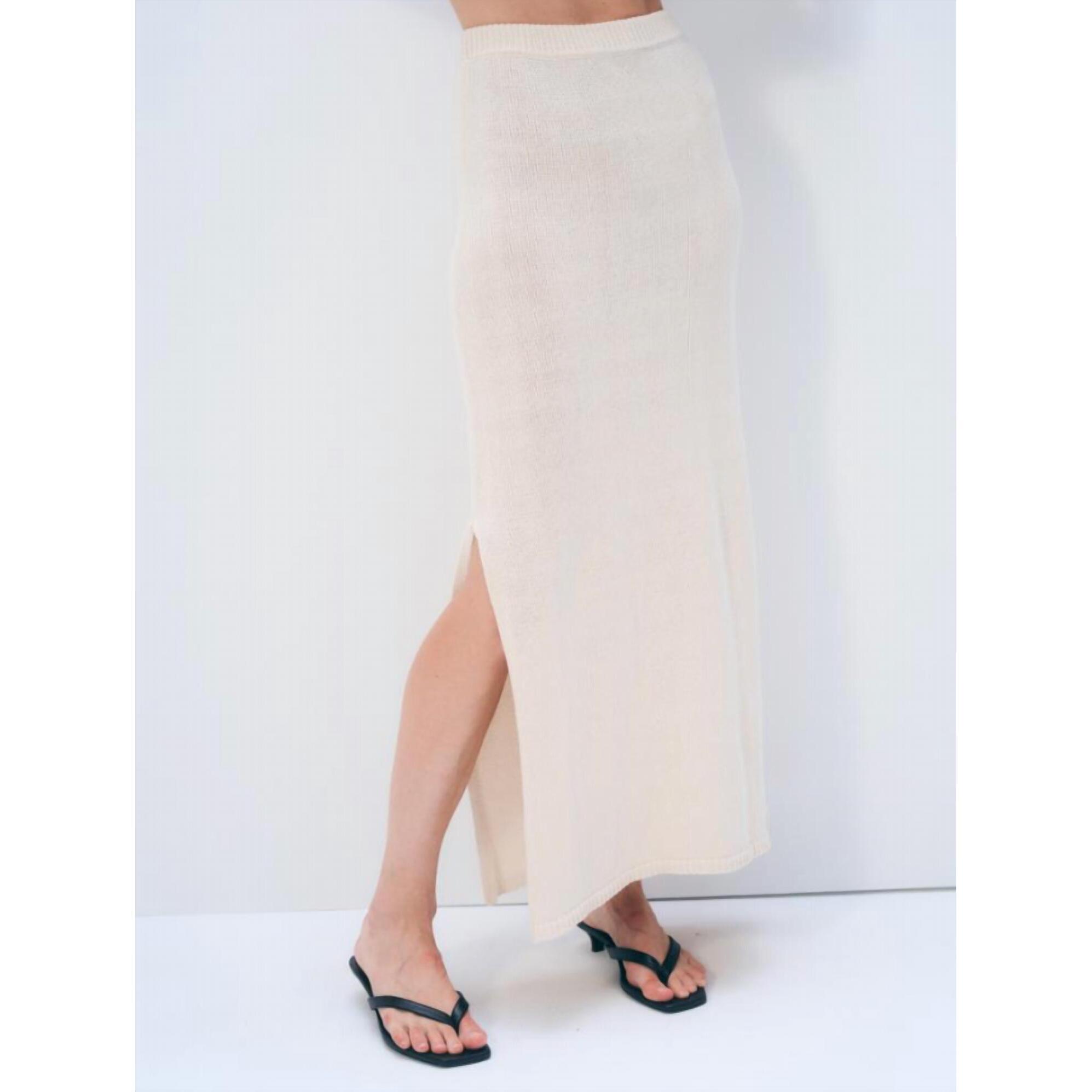 New White + Warren Luxe Organic Cotton Skirt In Ecru